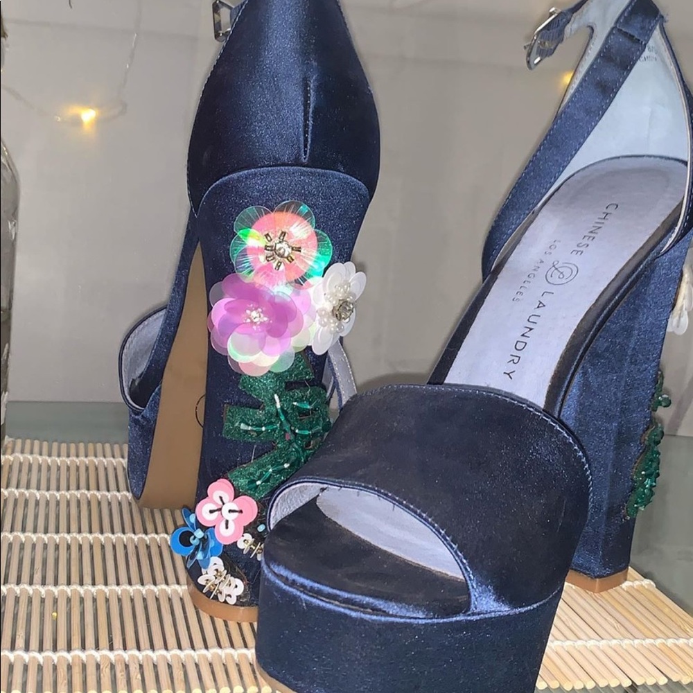 Chinese Laundry Blue Embellished Heels
